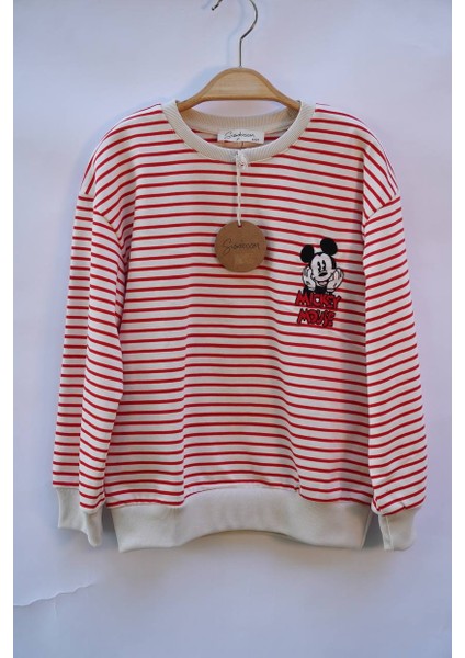 Erkek Çizgili Ringel 2 Iplik Sweatshirt