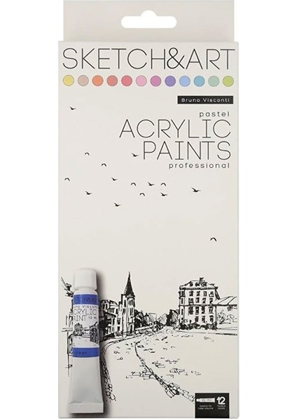 Bruno Visconti Sketch&art Akrilik Boya Seti Pastel Renkler 12X12ML NO:70-0055