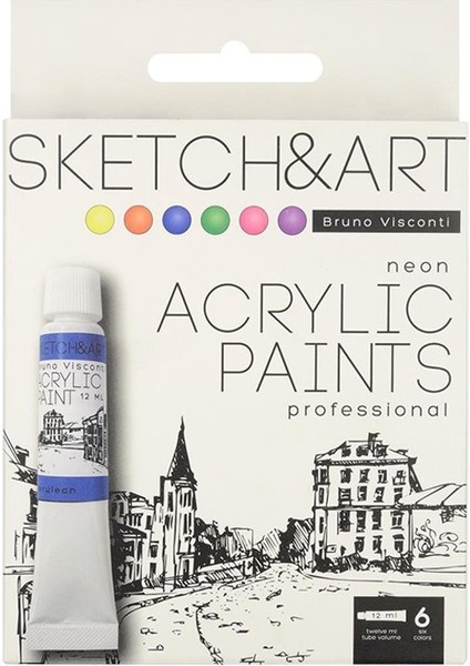 Bruno Visconti Sketch&art Akrilik Boya Seti 6X12ML Neon Renkler NO:70-0064