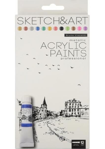 Bruno Visconti Sketch&art Akrilik Boya Metalik Renkler 12X12ML NO:70-0065