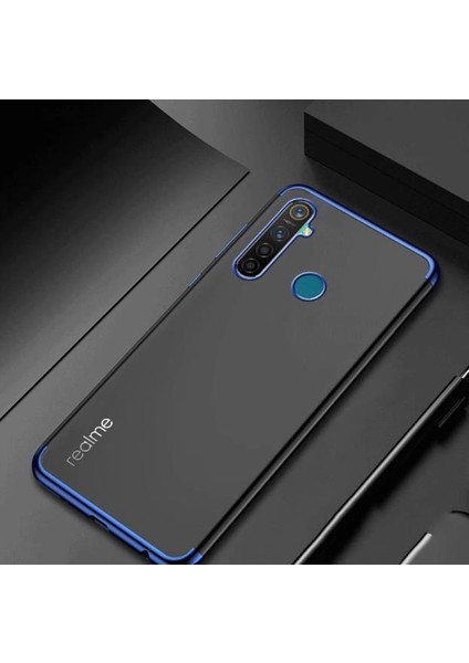 Realme 5i/6i/c3 Kılıf İnce Köşeleri Renkli Şeffaf Silikon