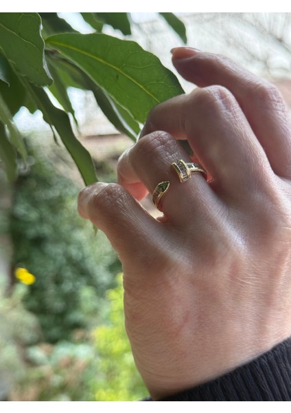 Luxury Nail Altın Kaplama Zirkon Taşlı Çivi Yüzük - Ayarlanabilir modelleri