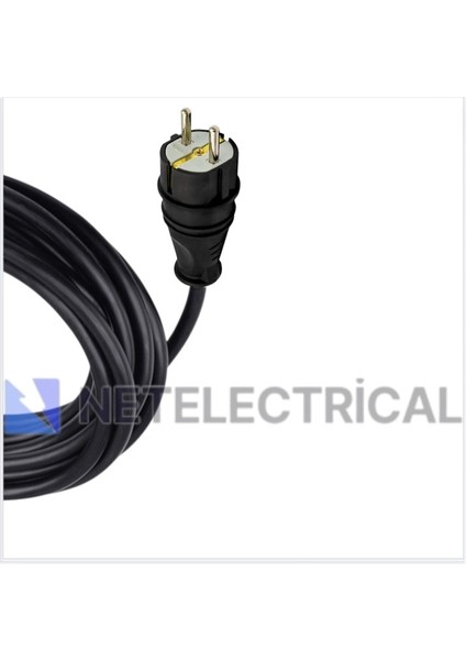 Kauçuk Tekli Topraklı Ara Uzatma Kablosu 1 Metre 3x1.5 mm² Ttr Siyah Kablolu