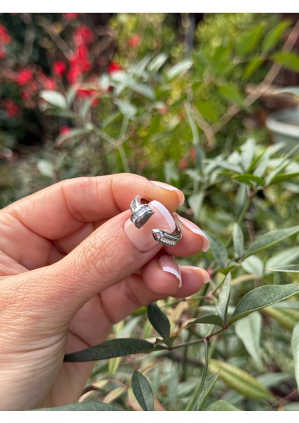 Luxury Nail Altın Kaplama Zirkon Taşlı Gümüş Renk Çivi Yüzük - Ayarlanabilir indirimleri
