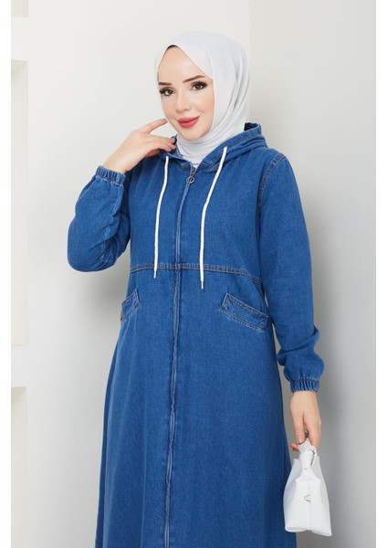 Kadın Gizli Fermuarlı Cepli Kot Kap -PMK387 modelleri