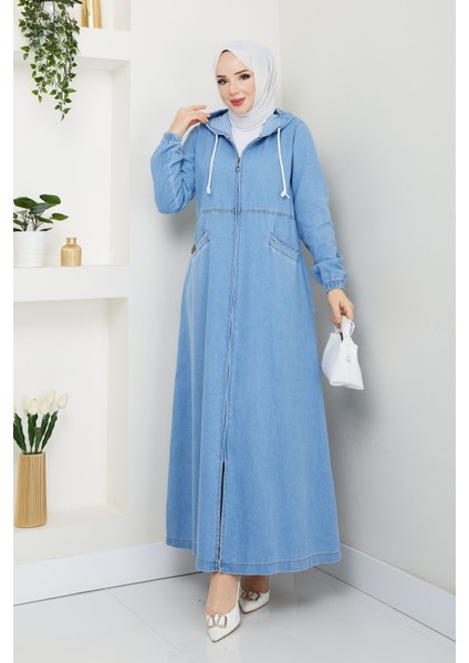 Kadın Gizli Fermuarlı Cepli Kot Kap -PMK387