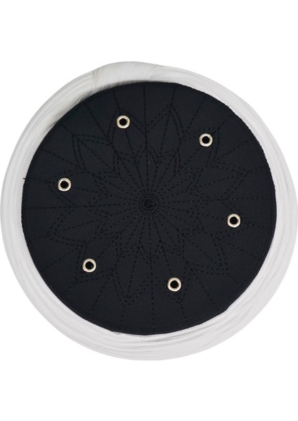 Talebe Sarığı-Beyaz Kumaş-Siyah Takke-Düz Sarım-Kuş Gözlü-5 Metre modelleri