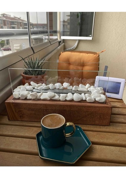 Ahşap masaüstü şömine sertifikalı yakıt ve beyaz taş fiyatları
