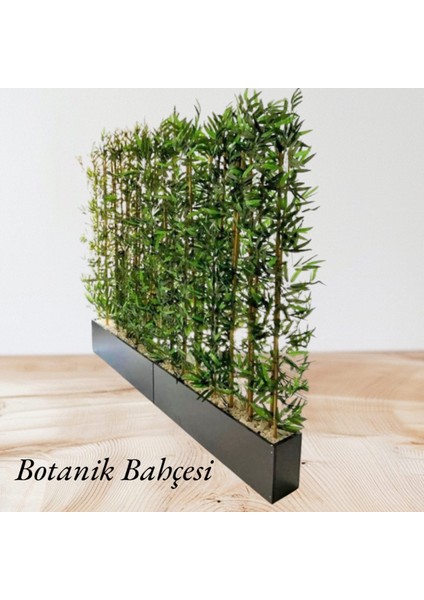 Yapay Bambu Ağacı Ahşap Antrasit Saksılarda 2 Set 1.5 mt Boy Bambu Çiçek