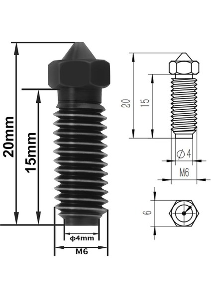 Anycubic Kobra 3 Uyumlu Sertleştirilmiş Çelik Nozzle(0.8mm)
