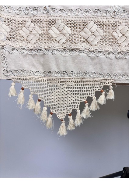 Lale Desenli Ara Dantelli Keten Perde 100x210 cm fiyatları