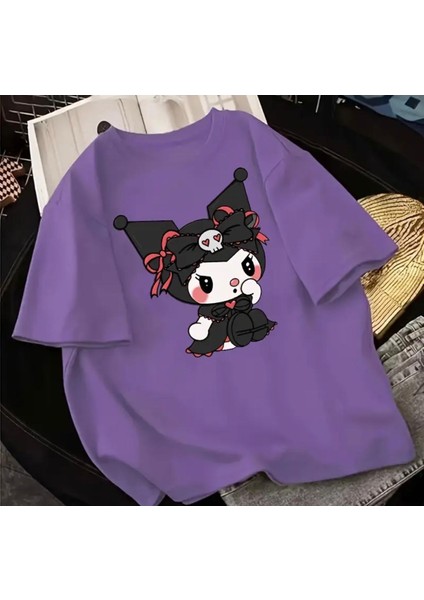 Punıx Kıds Özel Üretim Fiyonklu Tavşan Baskılı Yeni Stil Kız Çocuk Ter Tutmayan T-Shırt