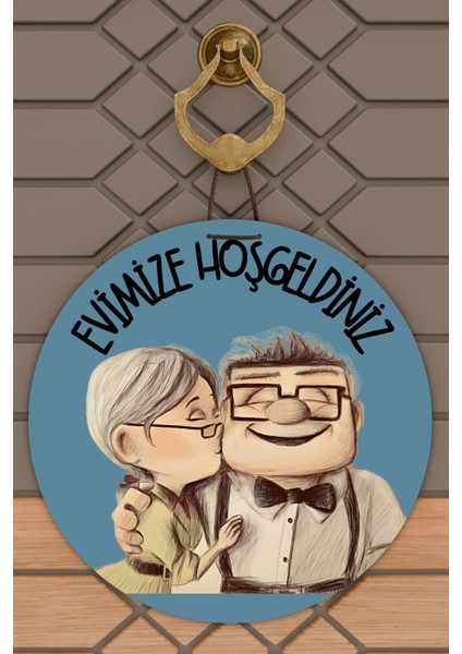 Modern Kapı Süsü Mavi Tatlı Çift Dış Mekan Kapı Süsü