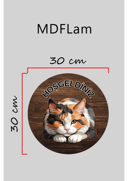 Modern Kapı Süsü Ahşap Zemin Kedi Karşıma Dış Mekan Kapı Süsü