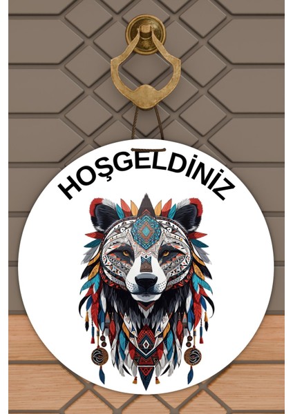 Modern Kapı Süsü Beyaz Kızırderili Ayı Dış Mekan Kapı Süsü