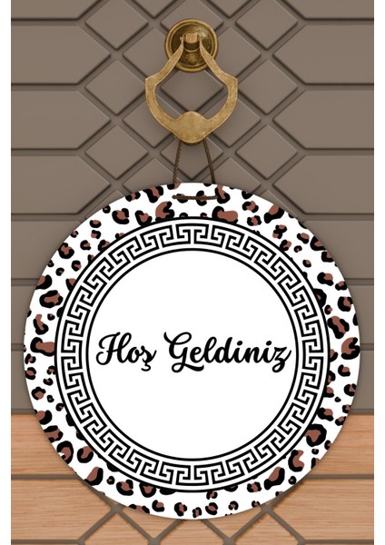 Modern Kapı Süsü Beyaz Lepopar Hoşgeldiniz Dış Mekan Kapı Süsü