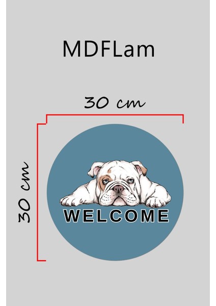 Modern Kapı Süsü Mavi Zemin Bulldog Welcome Dış Mekan Kapı Süsü modelleri