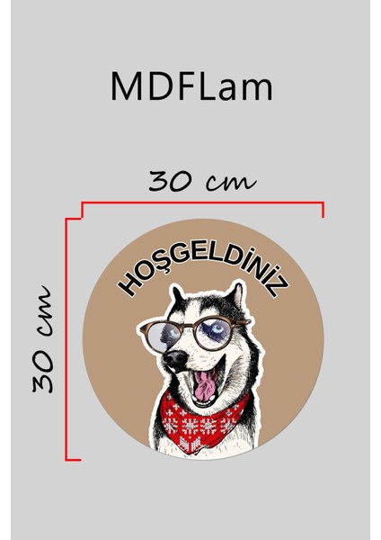Modern Kapı Süsü Kahverengi Zemin Gözlüklü Köpek Dış Mekan Kapı Süsü