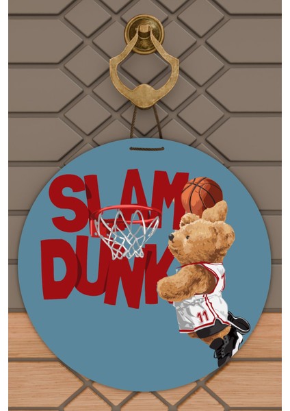 Modern Kapı Süsü Mavi Slam Dunk Ayıcık Dış Mekan Kapı Süsü