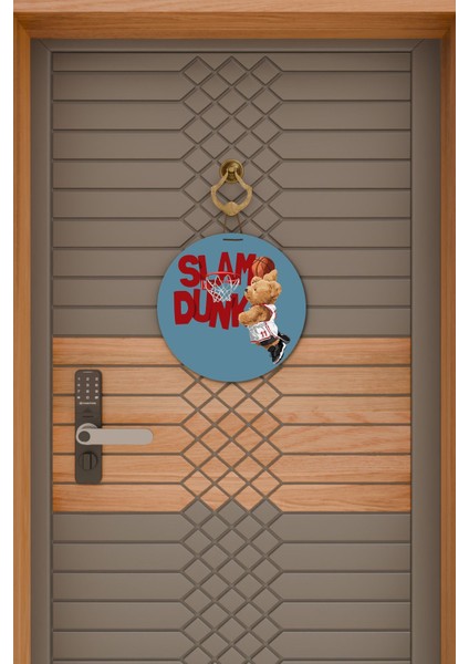 Modern Kapı Süsü Mavi Slam Dunk Ayıcık Dış Mekan Kapı Süsü