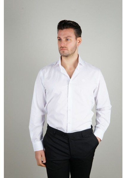 Basic Uzun Kollu Beyaz Slim Fit Gömlek