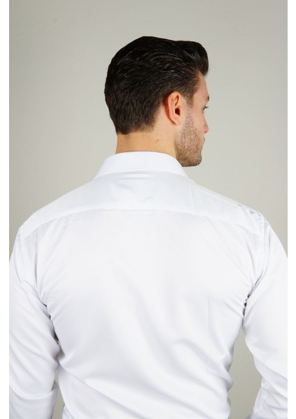 Basic Uzun Kollu Beyaz Slim Fit Gömlek modelleri