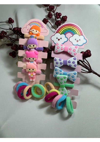 Kız Çocuk Lastikli Figürlü Toka Seti 2 Adet