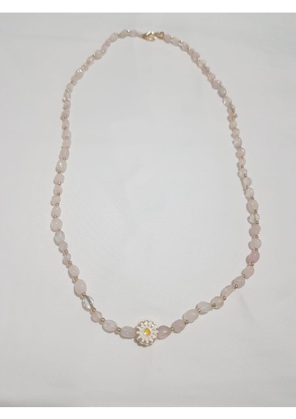 Doğal Taş Kolye (Pembe Kuvarz)