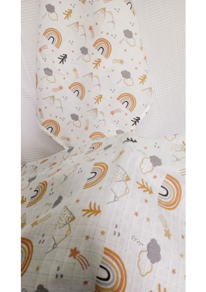 1 Adet Çok Amaçlı 80 x 75 cm Müslin Örtü 1 Adet Müslin Ağız Mendili