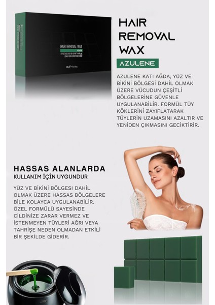 Homenter By Mia Epilasyon Yeşil Kalıp Ağda Azulene 500GR | Haır Removal Hot Wax Azulene modelleri