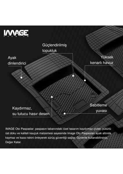 7 mm Bmw 1 E87 Hb 2004 ile Uyumlu 5d Havuzlu Üniversal Paspas Gri