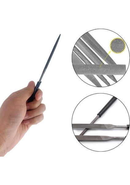 Hobi Ege Seti 6 Parça Mini Eğe İğne Model Demir Metal Törpü Eğe 18 cm Metal Elmas Gümüş İğne Seti