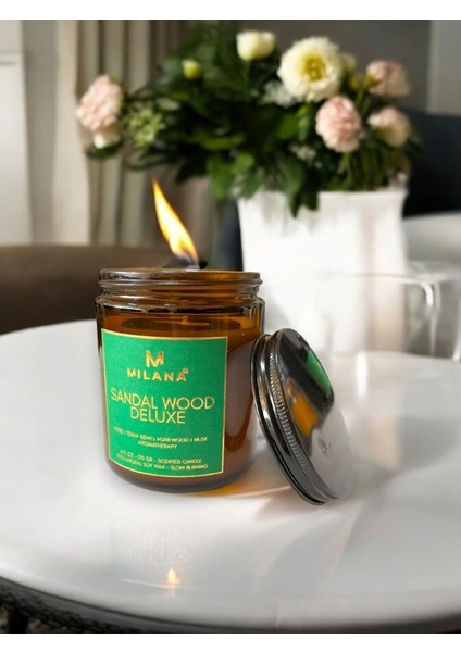 Kavanoz Kokulu Mum Sandal Wood Deluxe 170 gr