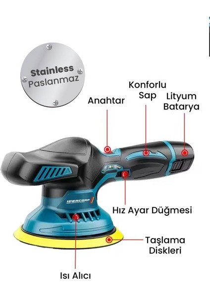 Devir Ayarlı Panasonic Polisaj Pasta Zımpara Makinesi 2x Akülü