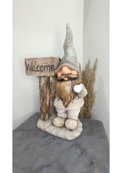 Welcome Gnome Şans Bahçe Cücesi Polyester Dekoratif Obje indirimleri