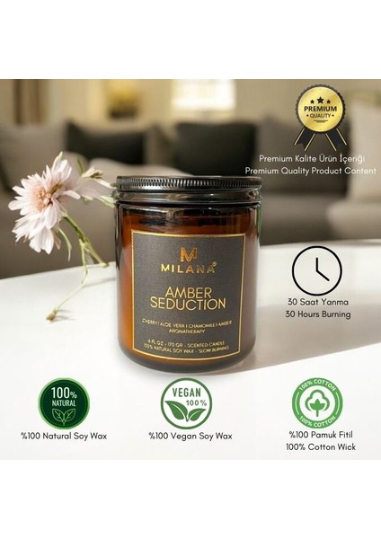 Kavanoz Kokulu Mum Amber Seduction 170 gr