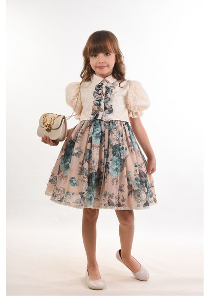 Özel Tasarım , Bolerolu, Çiçekli Iki Parça Kız Çocuk Elbisesi ,çanta Aksesuarlı Kız Çocuk Elbise, fiyatları