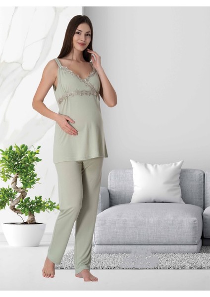 Dvina Effortt Lohusa Pijama Takımı Yeşil - 9032