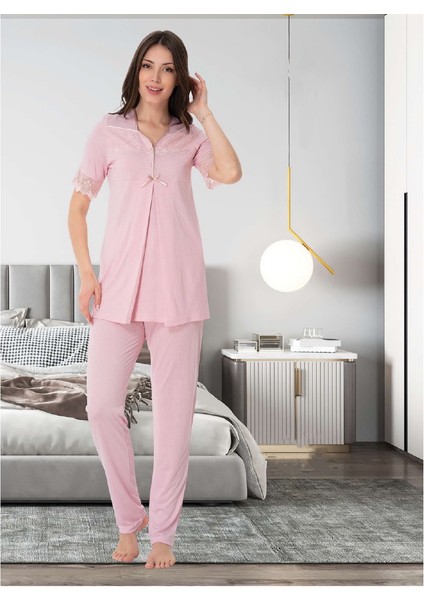 Dvina Effortt Lohusa Pijama Takımı Pembe - 9012