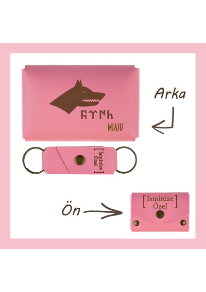 Pembe Renk, Bozkurt ve Türk Sevenlere, Isme Özel Cüzdan ve Anahtarlık Set, Efsane Hatıra Takım fiyatları