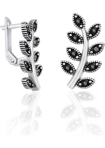 Gümüş Markazit Set Yaprak Modeli Gümüş Üçlü Set 925 Ayar ST128