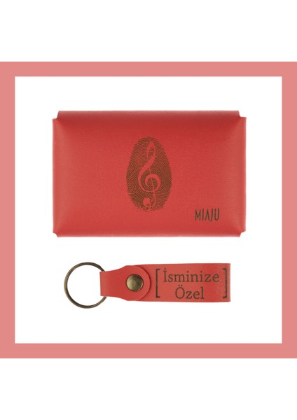 Nar Çiçeği, Isminize Özel Melodi Desenli Cüzdan ve Anahtarlık Seti, Kişisel Hediyelik Şık Cüzdan