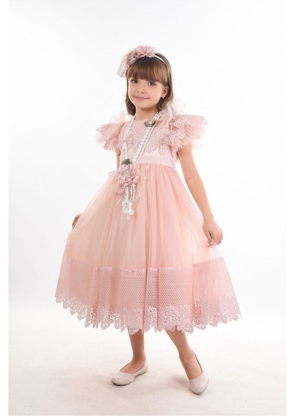 Özel Tasarım Kız Çocuk Abiye Elbise ,saç Aksesuarlı Kız Çocuk Elbise, Doğum Günü Elbisesi fiyatları