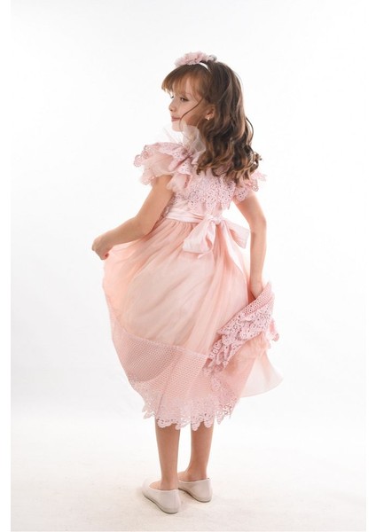 Özel Tasarım Kız Çocuk Abiye Elbise ,saç Aksesuarlı Kız Çocuk Elbise, Doğum Günü Elbisesi modelleri