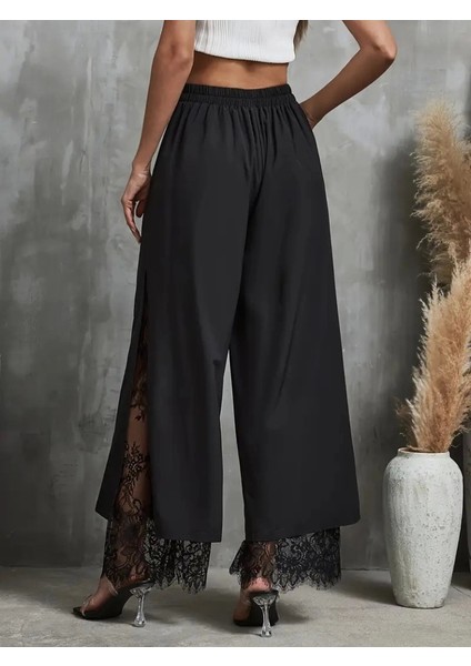 Kadın Yüksek Bel Belden Kuşaklı Üst Dalgıç Alt Dantel Detaylı Dalgıç Pantolon Takım indirimleri