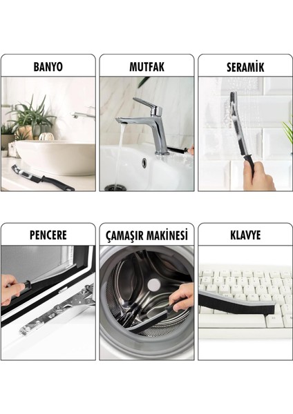 2’Li Çok Amaçlı Temizlik Fırçası & Derz Fırçası & Mutfak Banyo Temizlik Fırçası