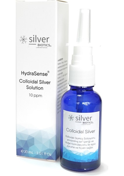 10PPM 30 ml Cam Nazal Başlık Kolloidal Gümüş Suyu Hydrasense