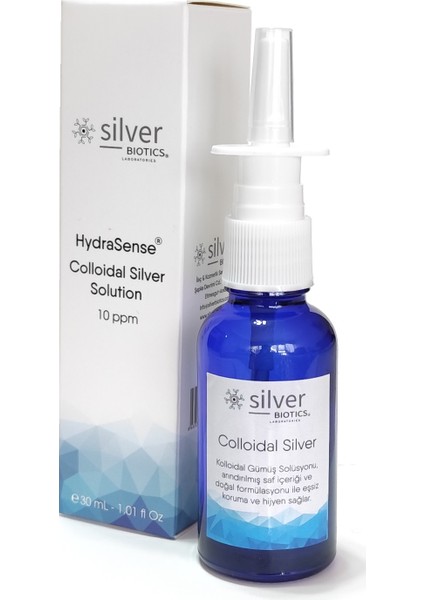 10PPM 30 ml Cam Nazal Başlık Kolloidal Gümüş Suyu Hydrasense