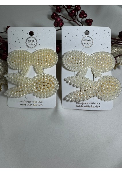 Kadın Incili Özel Seri Setler Çıtçıtlı Yan Toka 4' Lü