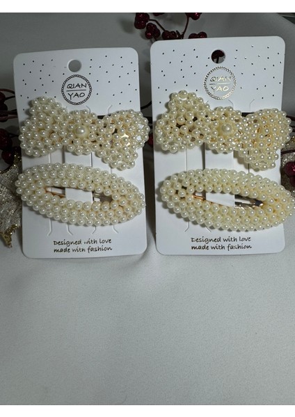 Kadın Incili Özel Seri Setler Çıtçıtlı Yan Toka 4' Lü fiyatları